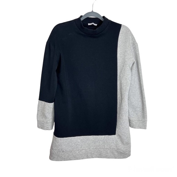 Zara Crewneck Tunic Sweatshirt Colorblock Small Black Gray - Picture 1 of 5